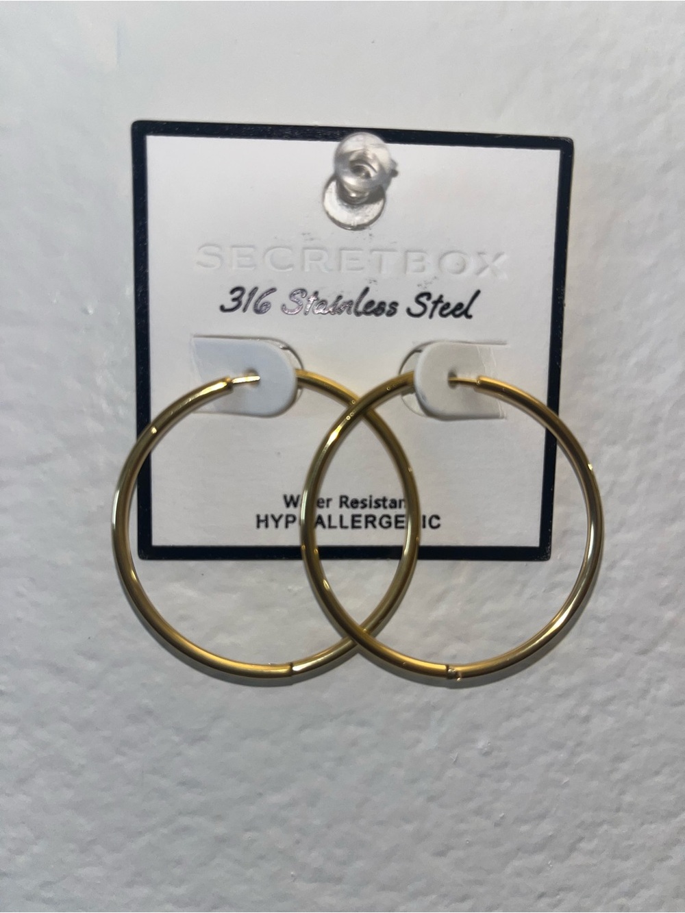 Secret Box Gold Stainless Steel Hoop Earrings - Timeless Everyday Hoops